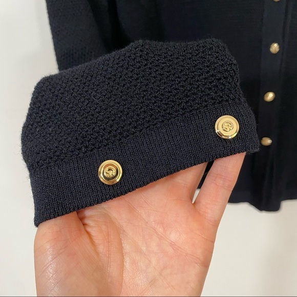 St. John Collection Black Knit Gold Button Front Jacket - Picture 6 of 6
